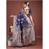 Women's Banarasi Silk Printed Saree With Unstitched Blouse 5.5Mtr (Navy Blue) Women's Banarasi Silk Printed Saree With Unstitched Blouse 5.5Mtr (Navy Blue)