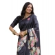 Women's Faux_Tussar Floral Saree With Unstitched Blouse 5.5Mtr (Black) Women's Faux_Tussar Floral Saree With Unstitched Blouse 5.5Mtr (Black)