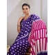Women's Satin Crepe Printed Saree With Unstitched Blouse 5.5Mtr (Navy Blue)