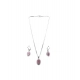 Women's Brass Silver Plated Pendant Set (Pink) Women's Brass Silver Plated Pendant Set (Pink)