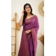 Women's Litchi silk Printed Saree With Unstitched Blouse (Purple)