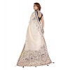 Women's Linen Cotton Printed Saree With Unstitched Blouse 5.5Mtr (Off White)