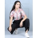 Girl's Polyester Floral Short Sleeves Jumpsuit (White-Black)