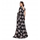 Women's Georgette Printed Saree With Unstitched Blouse 5.5Mtr (Black)
