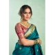 Women's Silk Blend Woven Saree With Unstitched Blouse 5.5 Mtr (Teal)