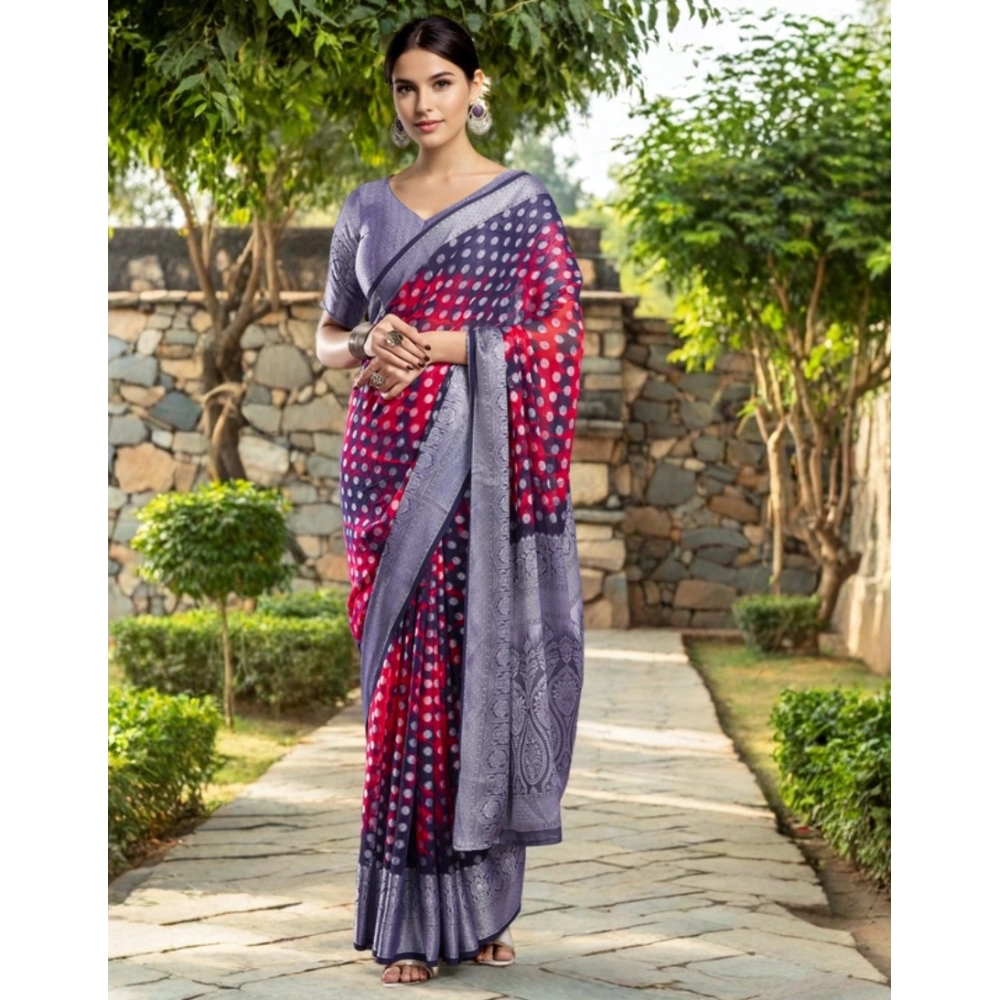 Women's Georgette Weaving Saree With Unstitched Blouse 5.5Mtr (Pink) Women's Georgette Weaving Saree With Unstitched Blouse 5.5Mtr (Pink)