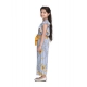 Girl's Rayon Floral Flutter Jumpsuit (Blue-Yellow)