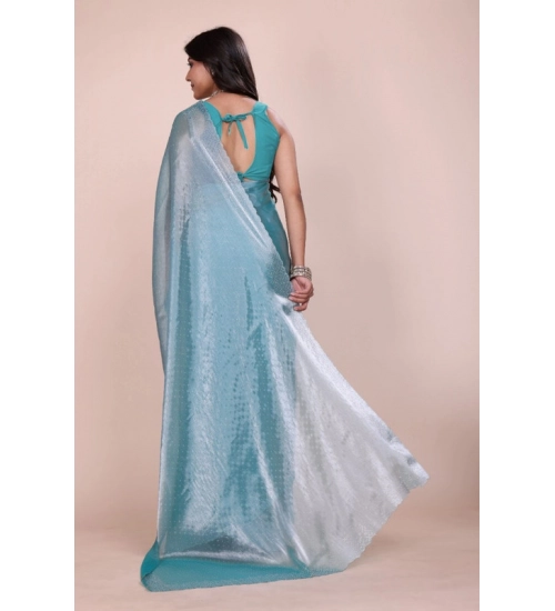 Women's Jimmy choo Embellished Bollywood Saree With Unstitched Blouse 5.5Mtr (Light Blue) Women's Jimmy choo Embellished Bollywood Saree With Unstitched Blouse 5.5Mtr (Light Blue)