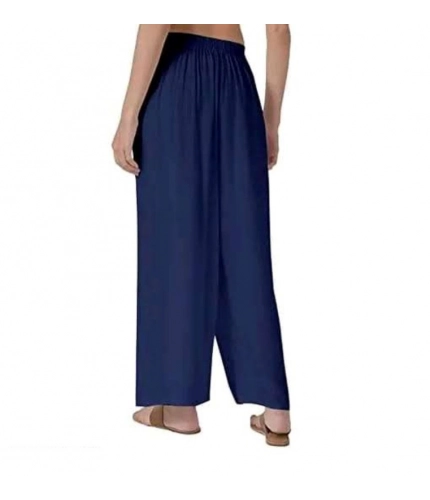 Women's Casual Rayon Solid Ankle Length Palazzo (Navy Blue , Free Size)