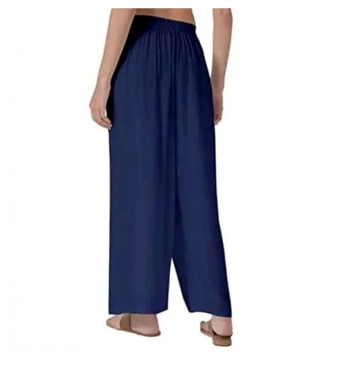 Women's Casual Rayon Solid Ankle Length Palazzo (Navy Blue , Free Size)