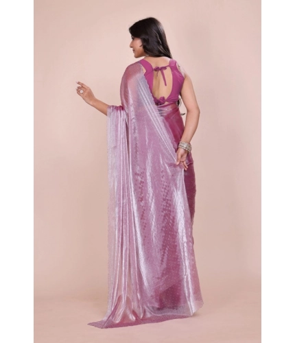 Women's Jimmy choo Embellished Bollywood Saree With Unstitched Blouse 5.5Mtr (Magenta)