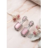 Women's Brass Silver Plated Drop Earrings (Pink)