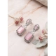 Women's Brass Silver Plated Drop Earrings (Pink)