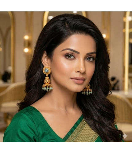 Women's Pack Of 2 Zinc Alloy Gold Plated Jhumka Earrings (Multicolor)