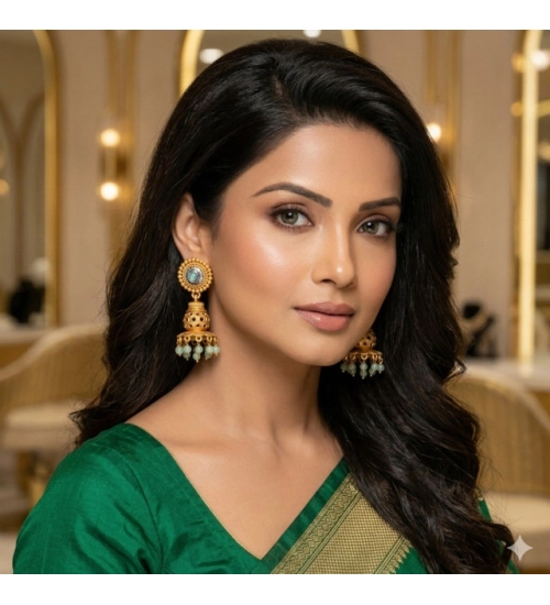 Women's Pack Of 2 Zinc Alloy Gold Plated Jhumka Earrings (Multicolor)