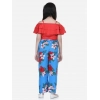Girl's Rayon Floral Short Sleeve Top and Trouser Set (Multicolor)