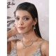 Women's Brass Silver Plated Necklace set (Pink) Women's Brass Silver Plated Necklace set (Pink)