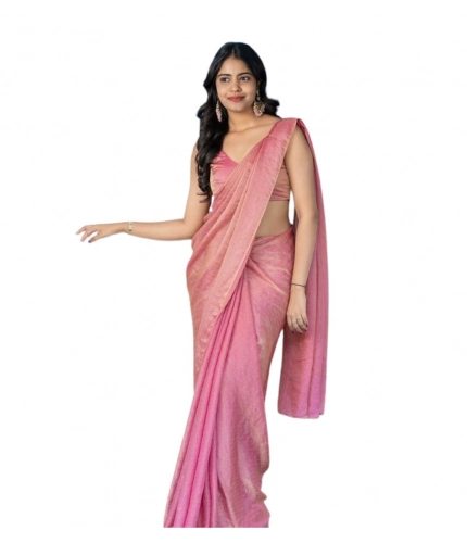 Women's Silk Embroidred Saree With Unstitched Blouse 5.5Mtr (Pink)