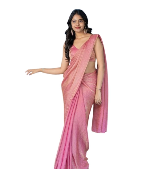 Women's Silk Embroidred Saree With Unstitched Blouse 5.5Mtr (Pink)
