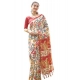 Women's Faux_Tussar Kalamkari_Print Saree With Unstitched Blouse 5.5Mtr (Red)