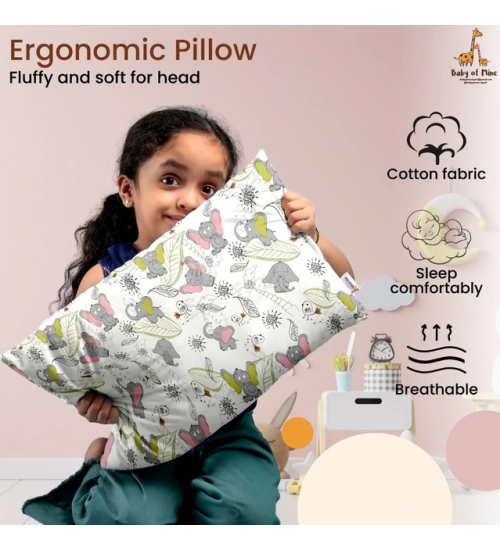 Soft Plush Printed Baby Infant Pillow for Kids Age 1 To 5 Years (Off White)