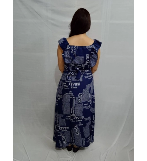 Women's Casual Crepe Sleeveless Dress (Blue) Women's Casual Crepe Sleeveless Dress (Blue)