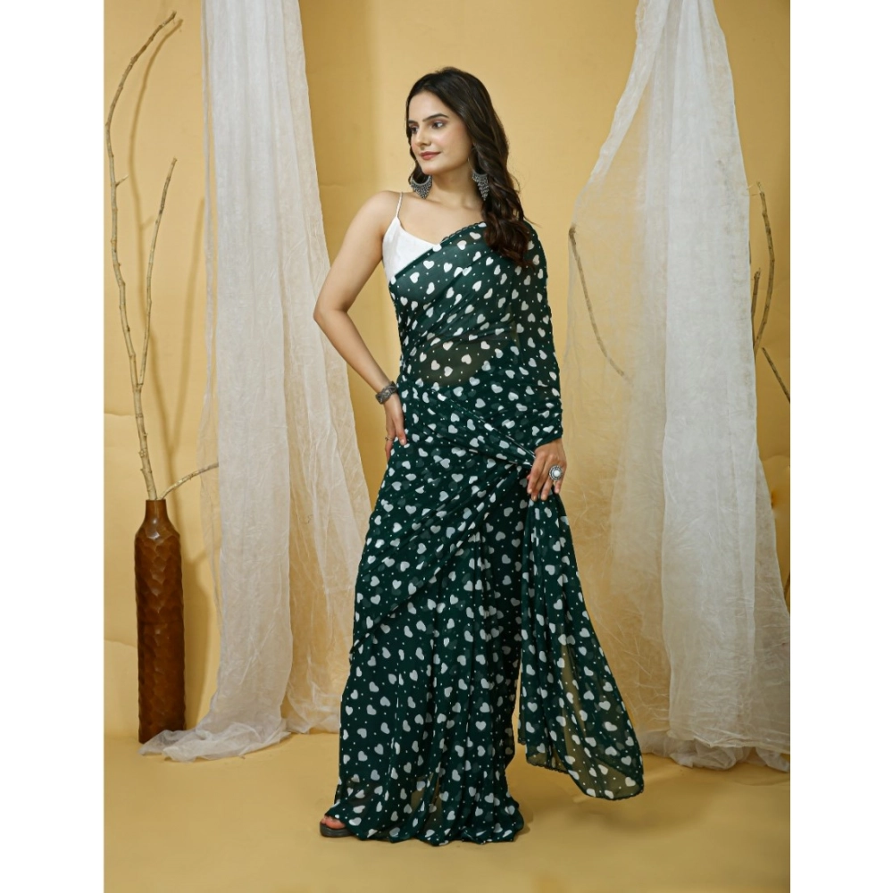 Women's Georgette Printed Saree With Unstitched Blouse 5.5Mtr (Green) Women's Georgette Printed Saree With Unstitched Blouse 5.5Mtr (Green)