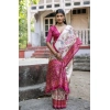 Women's Faux_Tussar Floral Jal With Patola Print Saree With Unstitched Blouse 5.5Mtr (Pink)