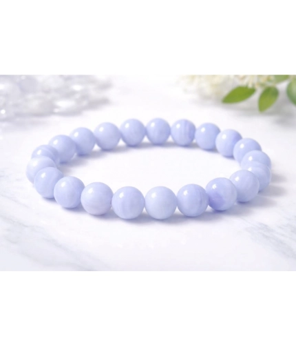 Natural Crystal 8mm Bluelace Agate Bracelet (Light Blue)