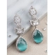 Women's Brass Silver Plated Drop Earrings (Turquoise)
