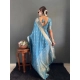 Women's Satin Printed Saree With Unstitched Blouse 5.5Mtr (light Blue) Women's Satin Printed Saree With Unstitched Blouse 5.5Mtr (light Blue)