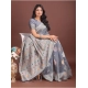 Women's Linen Cotton Printed Saree With Unstitched Blouse 5.5Mtr (Grey) Women's Linen Cotton Printed Saree With Unstitched Blouse 5.5Mtr (Grey)