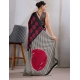 Women's Satin Crepe Printed Saree With Unstitched Blouse 5.5Mtr (Maroon)