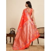 Women's Faux_Banarasi_Silk Woven Saree With Unstitched Blouse 5.5Mtr (Coral)