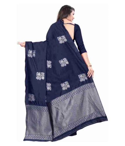 Women's Soft Lichi Silk Printed Saree With Unstitched Blouse 5.5Mtr (Blue) Women's Soft Lichi Silk Printed Saree With Unstitched Blouse 5.5Mtr (Blue)