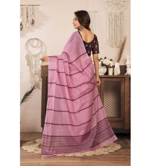 Women's Linen Cotton Printed Ready To Wear Saree With Unstitched Blouse 5.5 Mtr (Light_Pink) Women's Linen Cotton Printed Ready To Wear Saree With Unstitched Blouse 5.5 Mtr (Light_Pink)