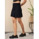Women's Denim Washed Buttoned Skirt (Black)