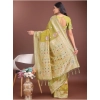 Women's Linen Cotton Printed Saree With Unstitched Blouse 5.5Mtr (Mustrad) Women's Linen Cotton Printed Saree With Unstitched Blouse 5.5Mtr (Mustrad)