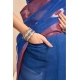 Women's Faux Linen Printed Ready to wear Saree With Unstitched Blouse 5.5Mtr (Blue)