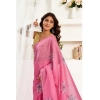 Women's Faux Linen Floral Print Ready to wear Saree With Unstitched Blouse 5.5Mtr (Pink) Women's Faux Linen Floral Print Ready to wear Saree With Unstitched Blouse 5.5Mtr (Pink)