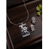 Women's Brass Silver Plated Pendant Set (Blue)