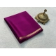 Women's Crepe Chit Pallu Solid Saree With Unstitched Blouse 5.5Mtr (Dark Purple)