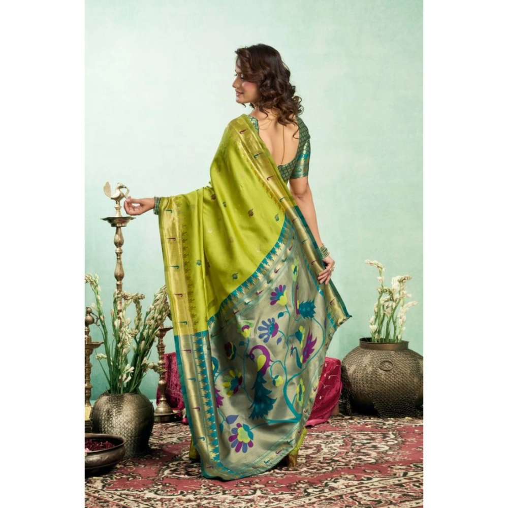 Women's Silk Blend Woven Saree With Unstitched Blouse 5.5 Mtr (Lime) Women's Silk Blend Woven Saree With Unstitched Blouse 5.5 Mtr (Lime)