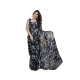 Women's Chiffon Printed Saree With Unstitched Blouse 5.5Mtr (Black)