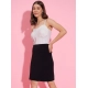 Women's Polyester Lycra Color Blocking Shoulder Straps Dress (White - Black) Women's Polyester Lycra Color Blocking Shoulder Straps Dress (White - Black)
