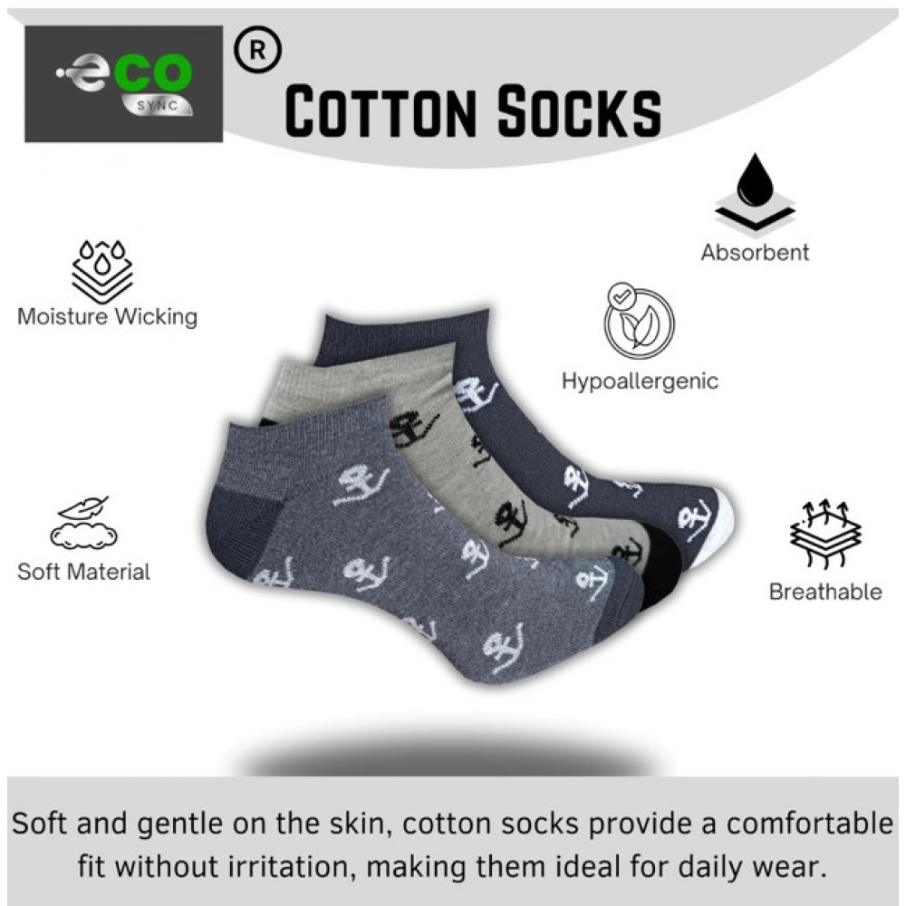 3_Pair Set Unisex Casual Cotton Printed Low Cut Socks (Multicolor)