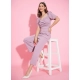 Women's Polyester Lycra Solid Puff Sleeve Jumpsuit (Lavender) Women's Polyester Lycra Solid Puff Sleeve Jumpsuit (Lavender)