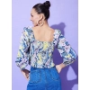 Women's Polyester Floral Long Sleeves Top (Multicolor)