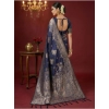 Women's Silk Blend Printed Saree With Unstitched Blouse 5.5Mtr (Navy Blue)