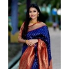 Women's Litchi silk Printed Saree With Unstitched Blouse (Blue) Women's Litchi silk Printed Saree With Unstitched Blouse (Blue)